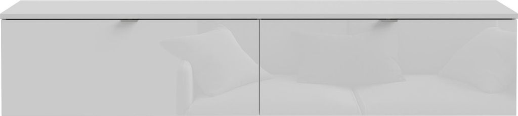 Lowboard >LIBERTAD< Hängeschrank, in Weiss Glanz / Weiss - 178,8x37,5x34,8cm (BxHxT)