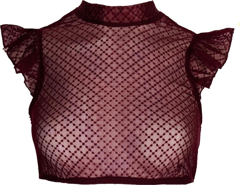 Dirndlbluse Bahar Flügelarm bordeaux 32 Produktbild 
