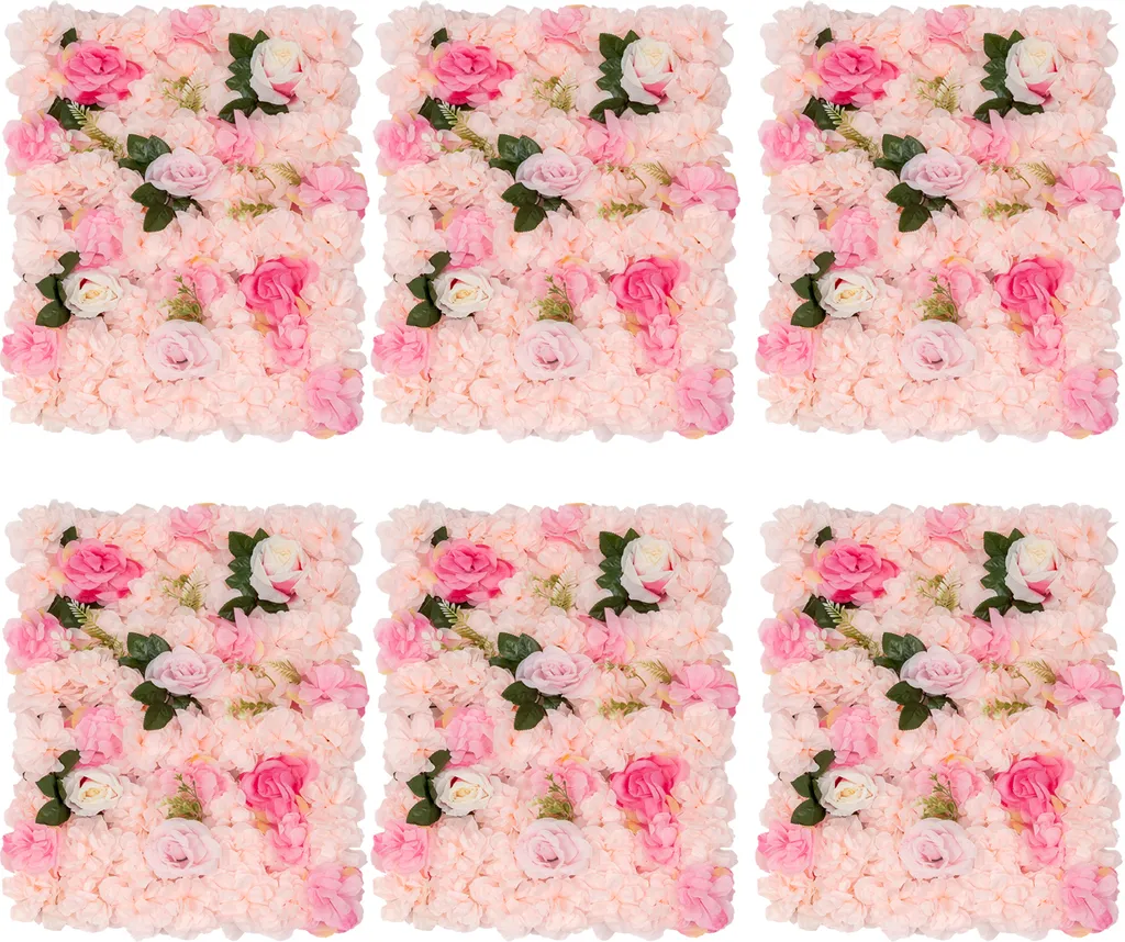Panneau de fleurs artificielles haute densité 60x40cm en rose poudré