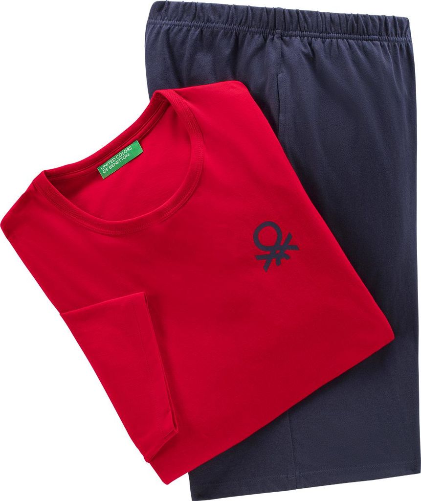 Benetton Herren Pyjama-Set kurz, natürlich atmungsaktiv