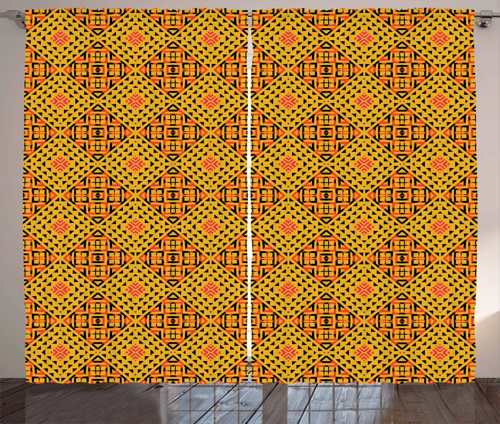 Tenda Soggiorno Etnica ABAKUHAUS 280x175 | Motivo Kente Tribale Rustico