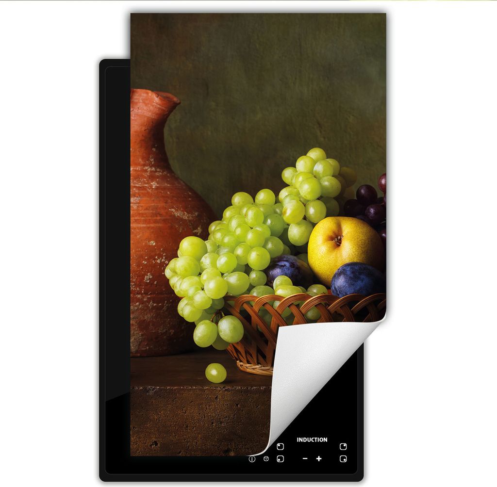 DarHaus Herdabdeckplatte 1 teilig 30x52 cm Anti Rutsch Matte Aufrollbar, Obst