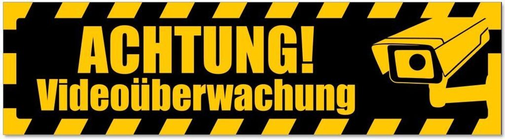 Kiwistar - Autoaufkleber - Gelb - Schwarz - 20 x 5,3 cm - Achtung Videoüberwachung gestreift - Hinweis Aufkleber Sticker für Auto, Kfz, Fahrrad, ...