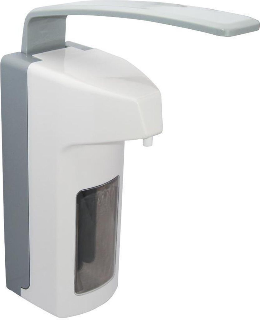 Desinfektionsspender für 500 ml Flaschen - langer Armhebel - weiß - Desinfektionsmittelspender