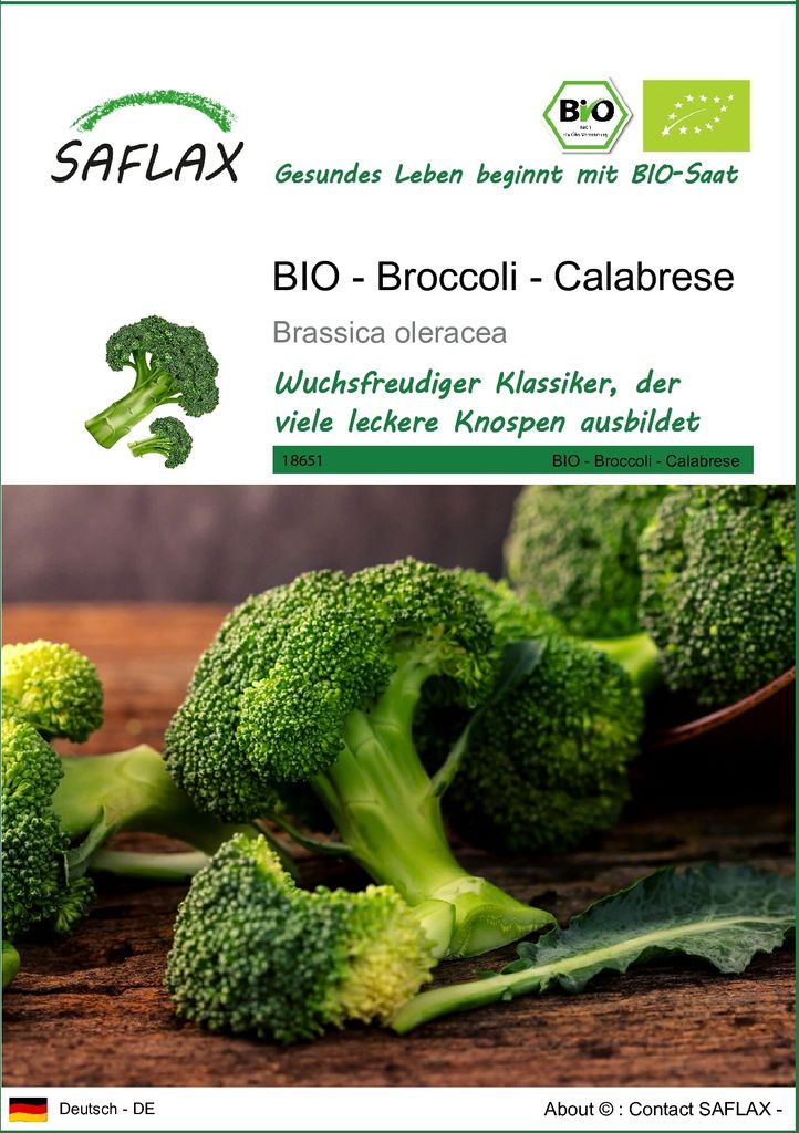 SAFLAX - BIO - Broccoli - Calabrese - 100 Samen - Brassica Produktbild 