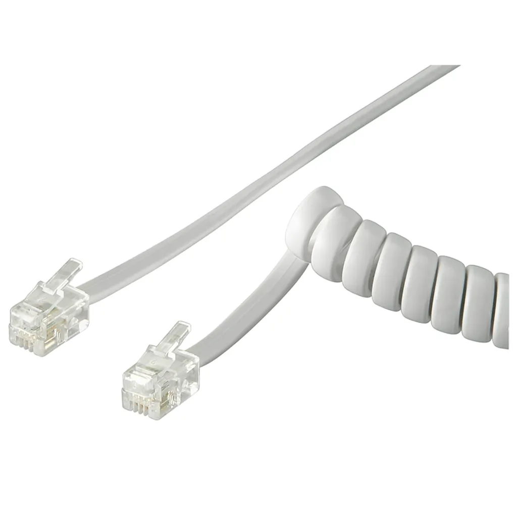 Lot 10 Câbles pour Téléphone Fixe 2m Blanc - Cordon Spiralé RJ10 4P4C