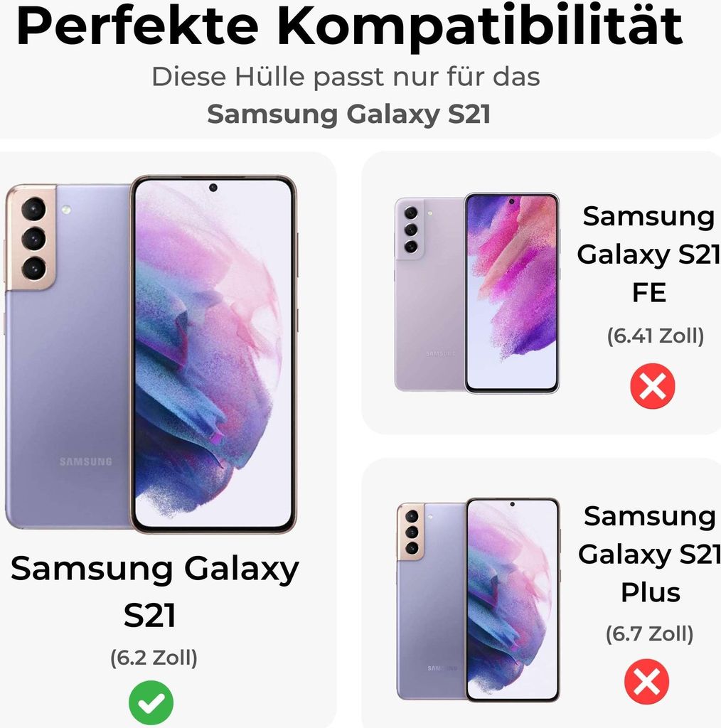 Handykette Samsung Hülle mit Band Handyhülle Kartenfächer Kunstleder Umhängetasche Galaxy S21 Hellblau