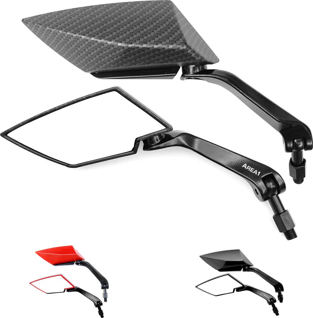Area1 F1 Sport Motorradspiegel carbon Motorrad Rückspiegel Set (rechts+links) 2xM10 Rechtsgewinde. Kompatibel mit Honda Kawasaki KSR Moto Suzuki