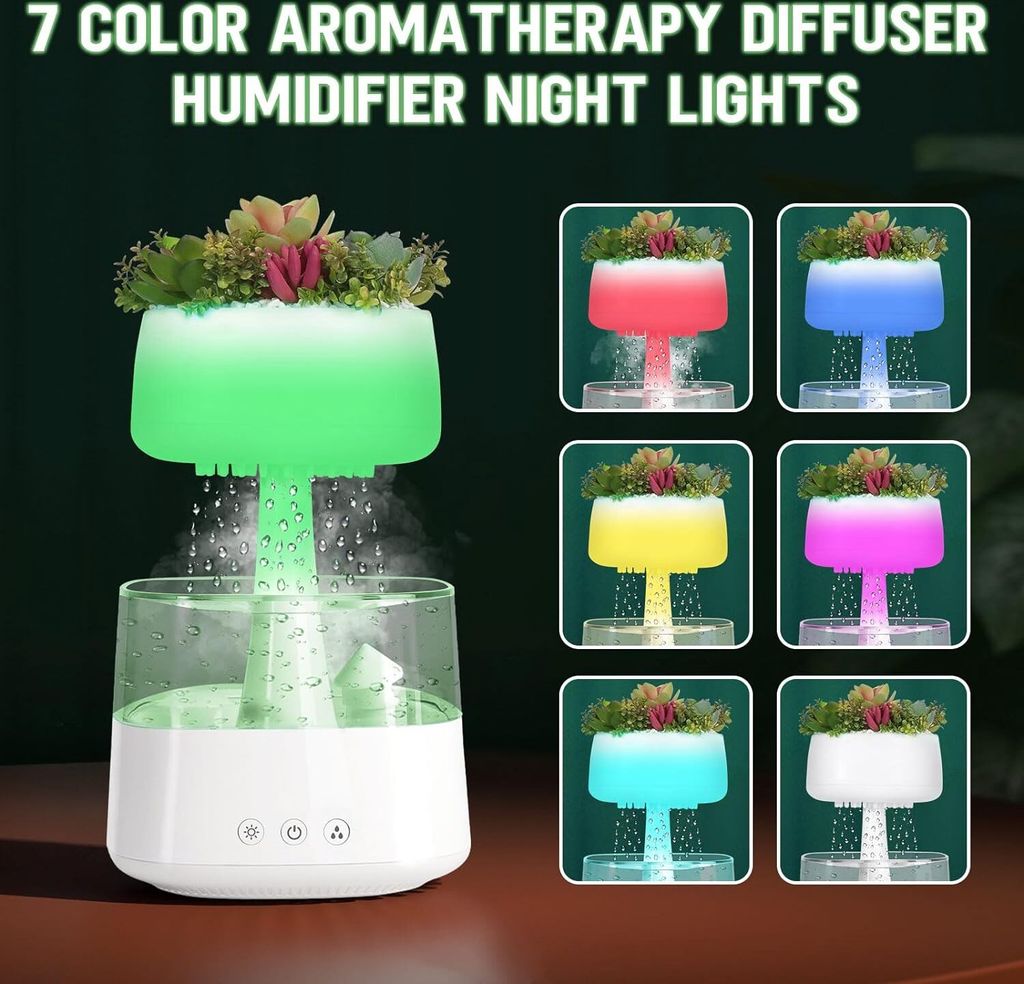 Topchances Regenwolken Luftbefeuchter, Diffusoren für ätherische Öle, Wassertropfen-Aroma-Diffusor für Schlafzimmer, Weihnachtsgeschenk für Er...
