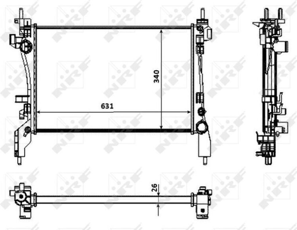 NRF 53934 - OE 1330T9 Kühler, Motorkühlung für Nemo, Fiorino, Qubo, Bipper (AA), Bipper Tepee