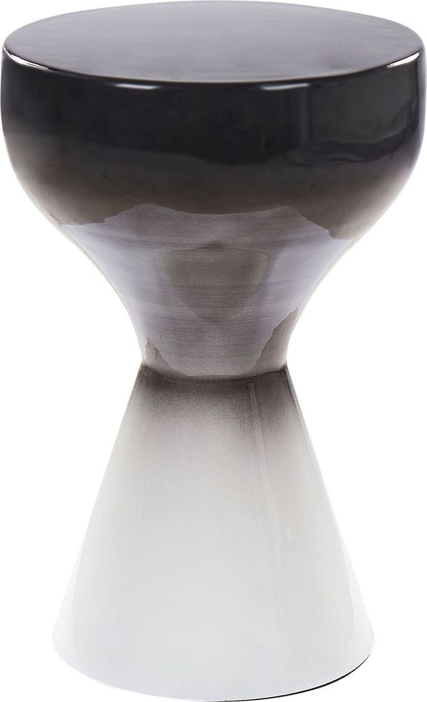 BELIANI Beistelltisch Schwarz und Weiß Metall Glänzend Hoch Rund 30cm T-Form Pilzform Konisch Retro-Stil Couchtisch für Pflanzen Wohnzimmer Auss...