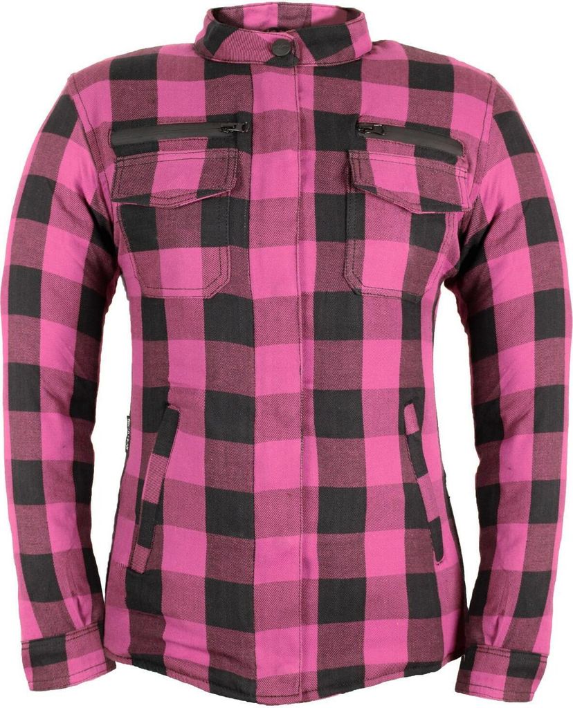 Damen Aramid Motorradhemd mit Protektoren Slim Fit Bikerhemd Motorrad Hemd(3XL,Rosa)