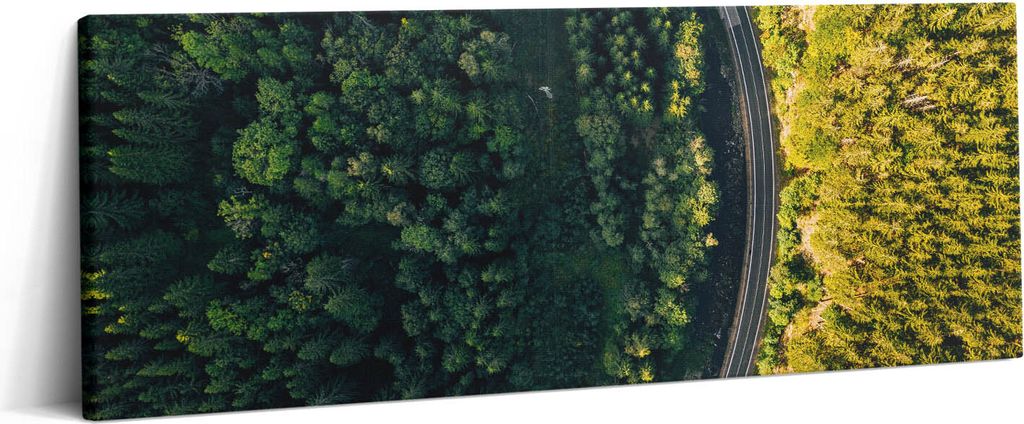 Wald aus einer Drohne - Berg Sněžka – Leinwandbild Wandbild – 125x50 cm – Leinwandbilder – Wandbilder – Schlafzimmer – Flur