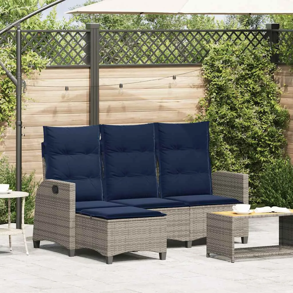 Canapé de jardin résistant aux intempéries en poly-rotin gris L