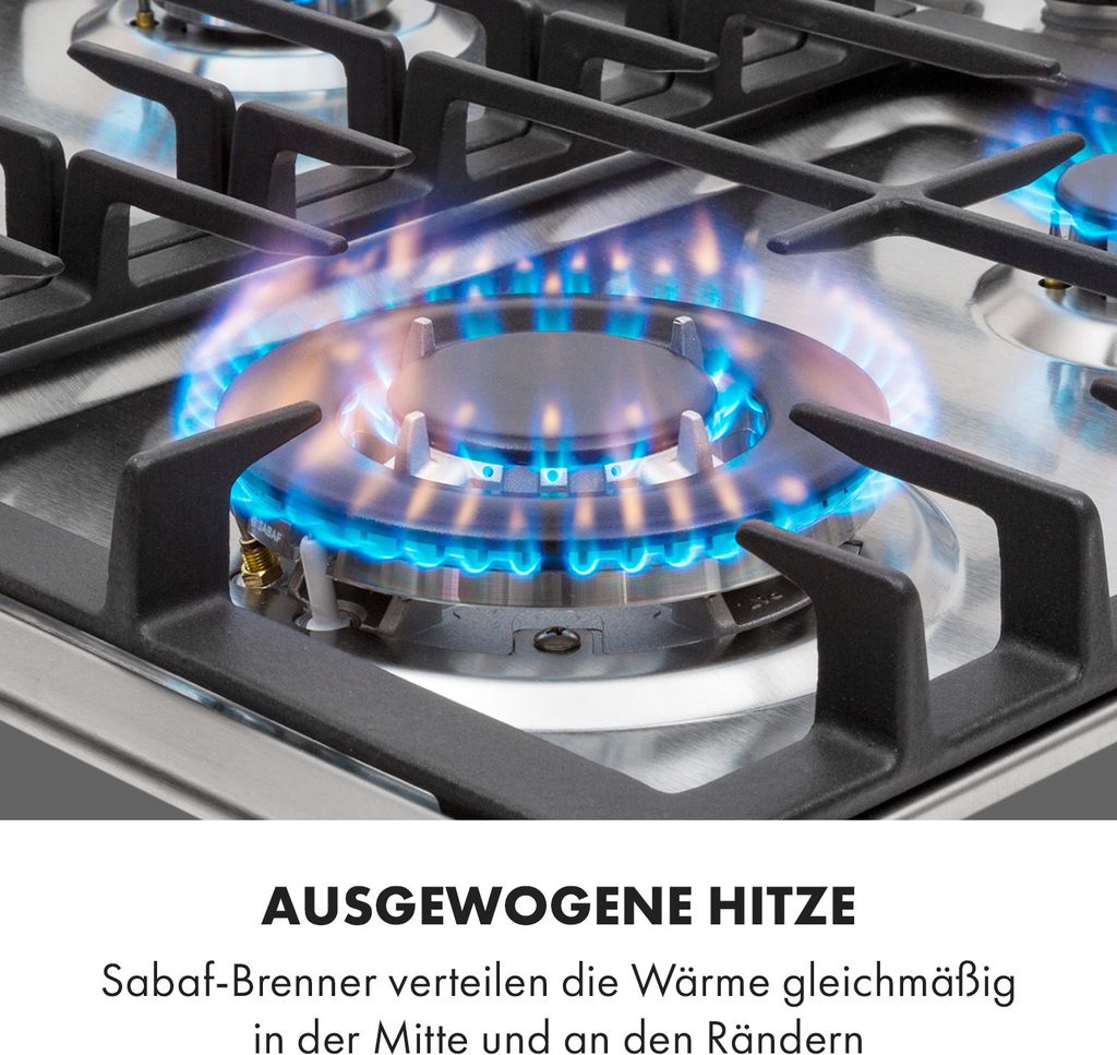 Klarstein Gasherd, Einbau-Gaskochfeld, Sabaf-Brenner, Produktbild 3