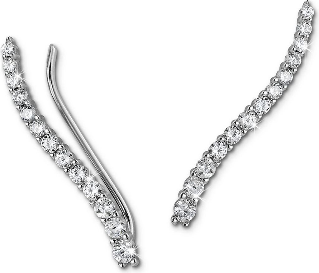 SilberDream weiß Ohrringe Ear Cuff 13 kleine Zirkonias Silber Ohrklemmen GSO455W