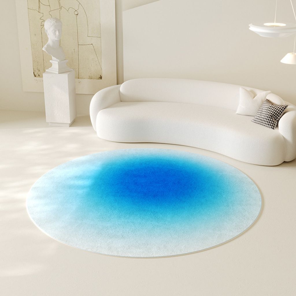 Rund Kurzflor Teppiche Mode Wohnzimmerteppich Anti-Rutsch Teppiche für Schlafzimmer, Farbe: Blau, Größe: 60 cm