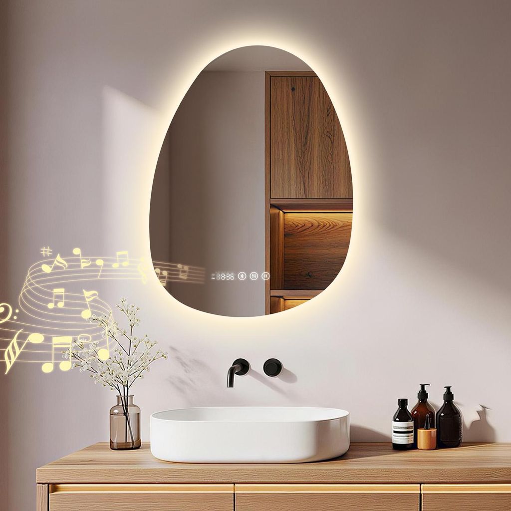 S'AFIELINA Badspiegel mit Beleuchtung Asymmetrisch 60 x 45 Produktbild 