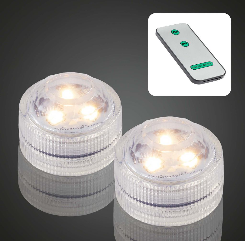 Unterwasser Licht 2er Set warmweiß batteriebetrieben IP68 Produktbild 