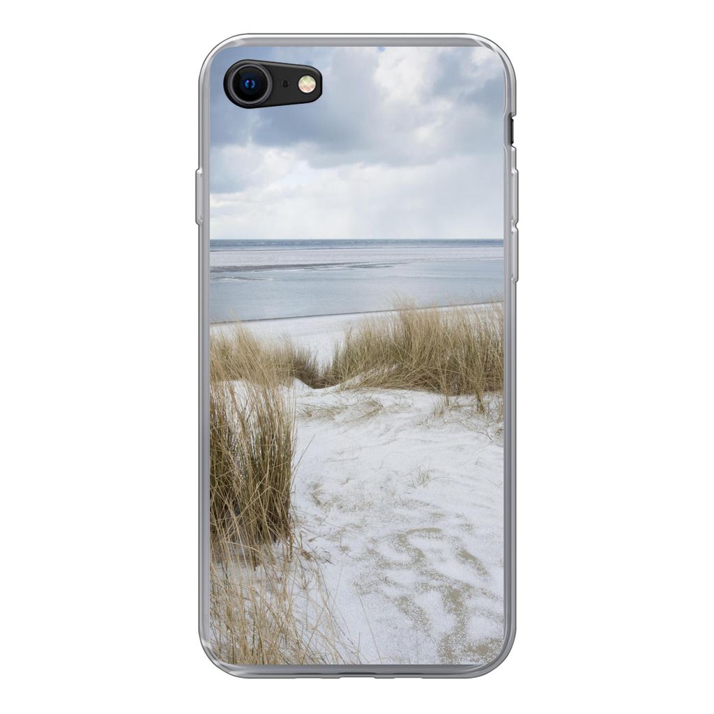 MuchoWow Handyhülle Schutzhülle Hülle für iPhone 7 Nordsee - Dünen - Wasser Silikon Softcase Handy Hülle - Kartenhalter