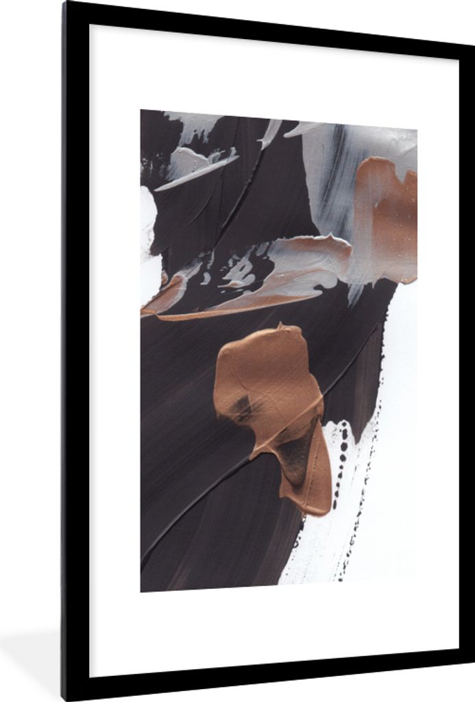 MuchoWow Gerahmtes Poster Abstrakt - Farbe - Gold 60x90 cm - Poster mit Schwarzem Bilderrahmen Wandposter Rahmen Foto Bilder - Dekoration - Wandp...