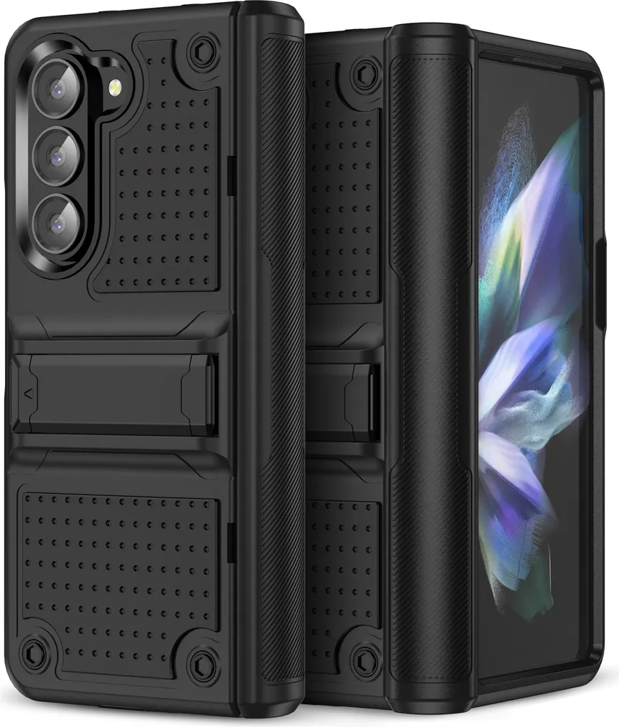Cover Samsung Z Fold 5 Shockproof | Custodia Ibrida Nera PC + TPU