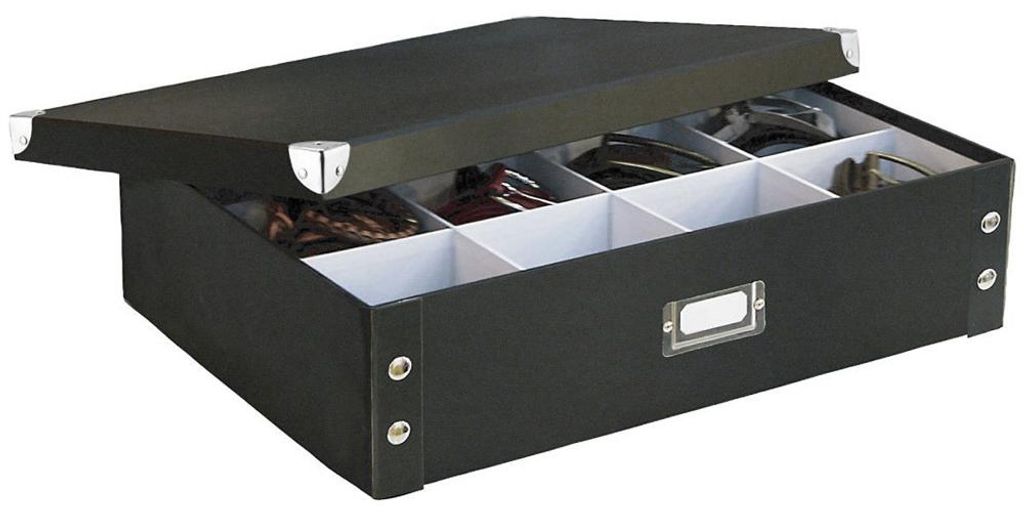 Zeller Krawatten-/Gürtelbox, Pappe, schwarz 44,5x31,5x11 Produktbild 
