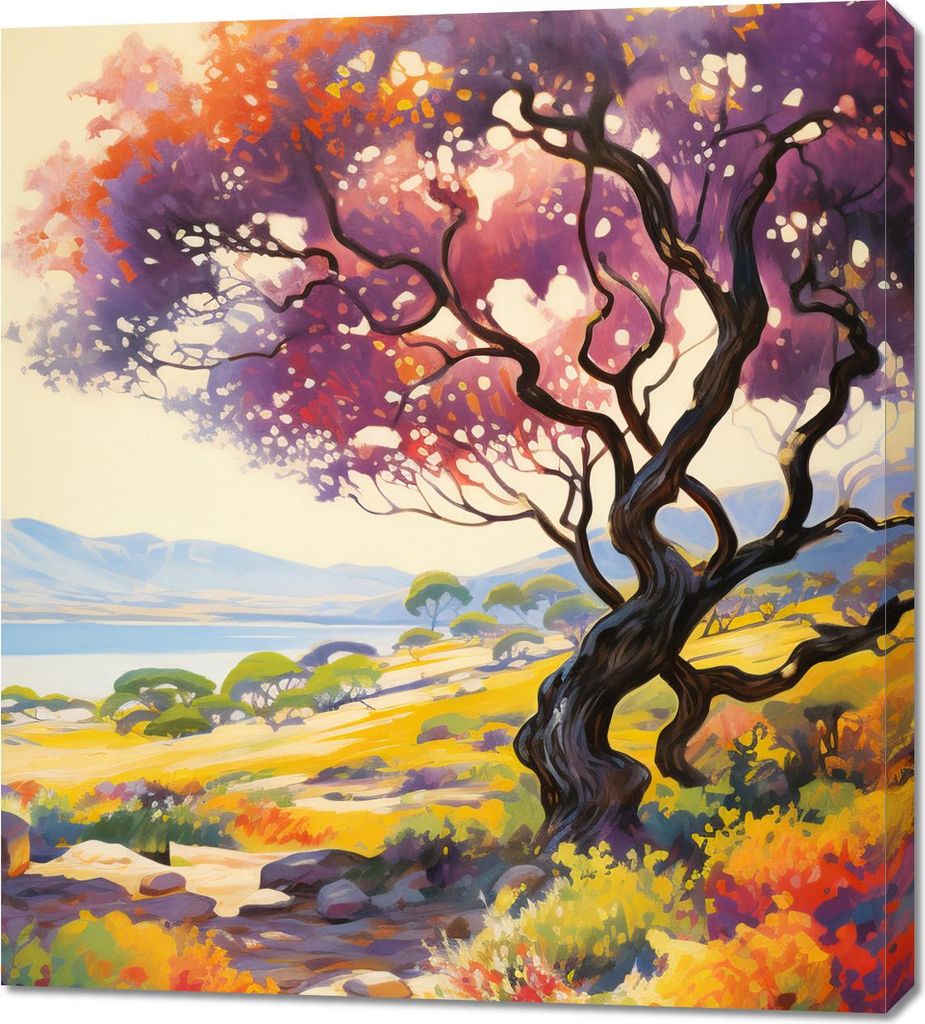 Bild 90x100cm Bunt Dämmerung über dem Tal