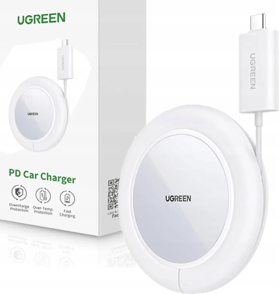Ugreen Cd245 40123 Caricabatterie wireless Qi / Magsafe 15W con cavo Usb-C - Bianco