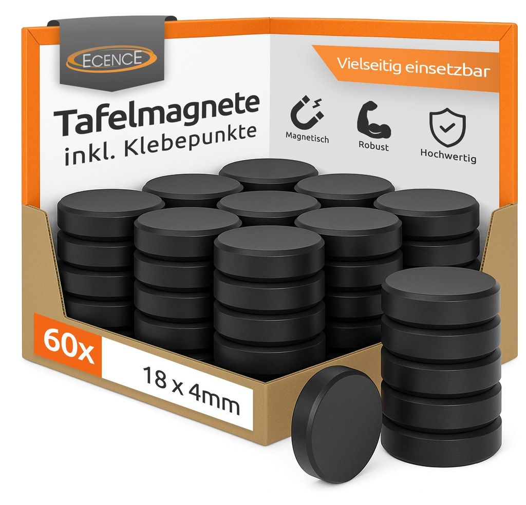 ECENCE Magnete für Magnettafel 60 Stück, 18x4mm Produktbild 