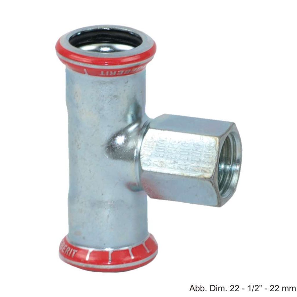 Geberit GE Mapress, C-Stahl, T-Stueck mit Abgang, d35 x Rp1 x 35mm, verzinkt, 1 Stk.