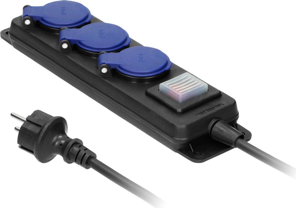 Orno | Werkstatt-Verlängerungskabel OR-AE-13192/5M - 5 m - IP44 - Gummi - Mit Schalter - 3 Steckdosen