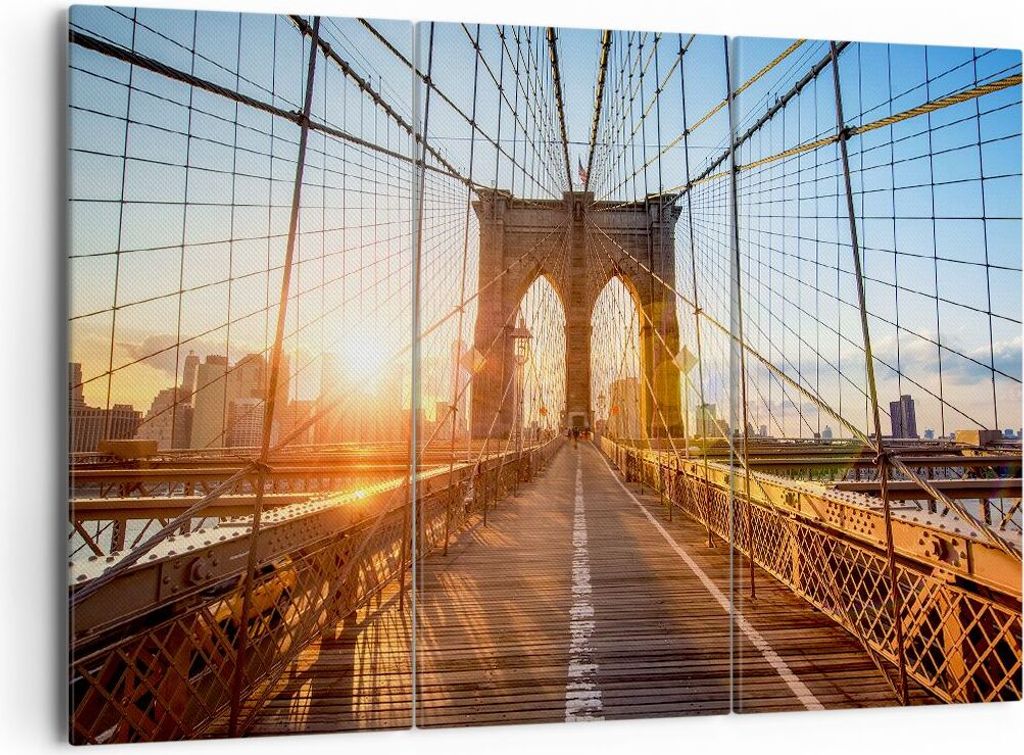 Bild auf Leinwand - Leinwandbild - New York Brücke - 165x110cm - Wand Bild - Wanddeko - Wandbilder - Leinwanddruck - Bilder - Kunstdruck - Wanddek...
