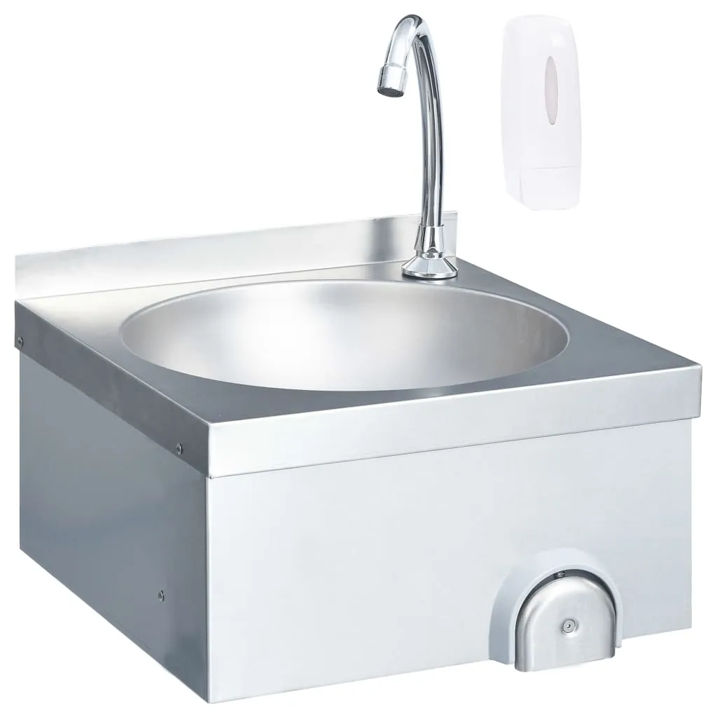 Lave-mains mural inox pour sanitaires restreints et petits ateliers