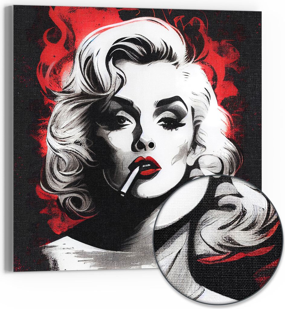 DEQOART Hybrid Leinwand Bild 30x30 cm 'Flammen der Ikone' Wandbild Glas flach modern