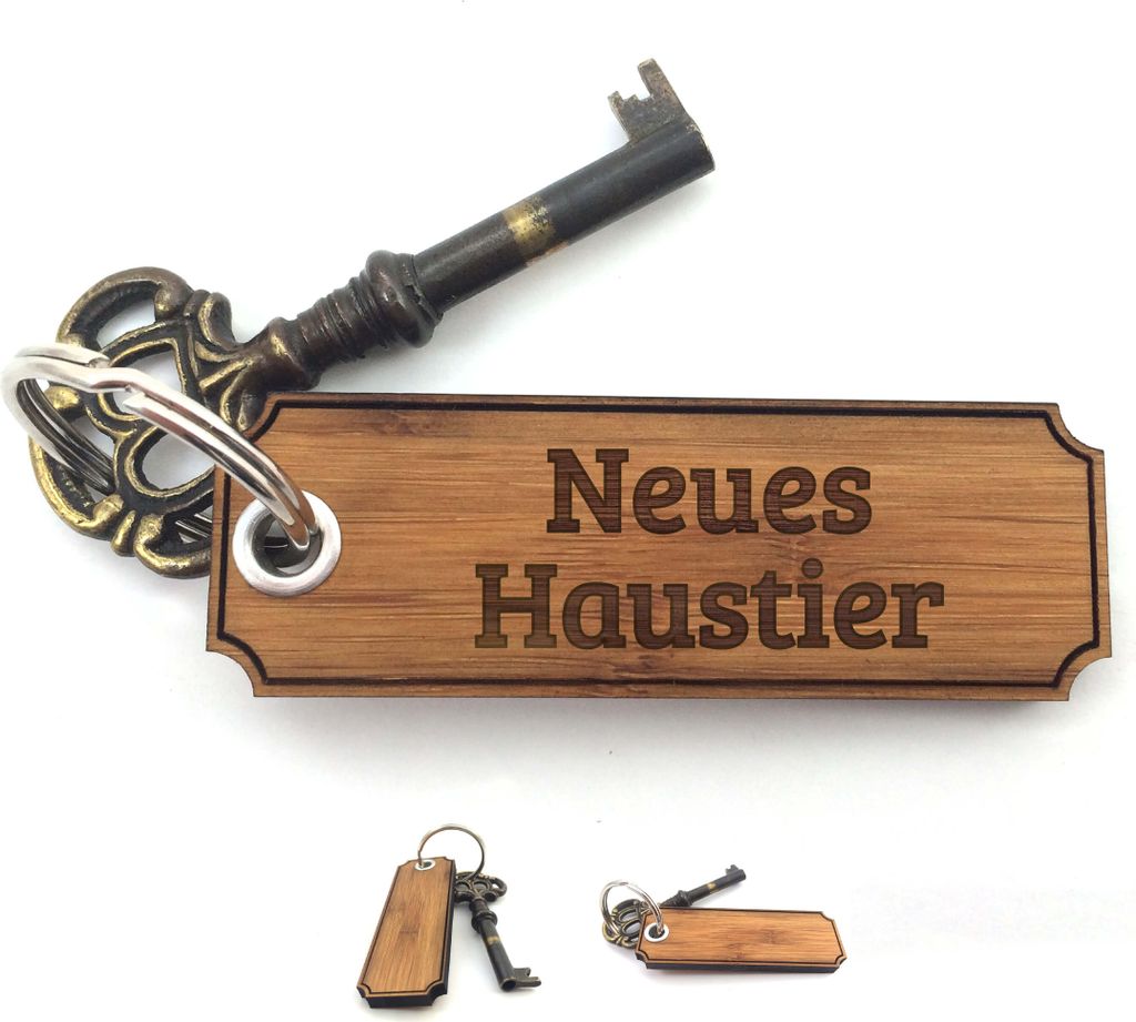 Mr. & Mrs. Panda Schlüssel Anhänger Neues Haustier - Bambus - Geschenk, schlüsselhänger, Gravur, Glücksbringer, für tasche, schutzengel, Sche...