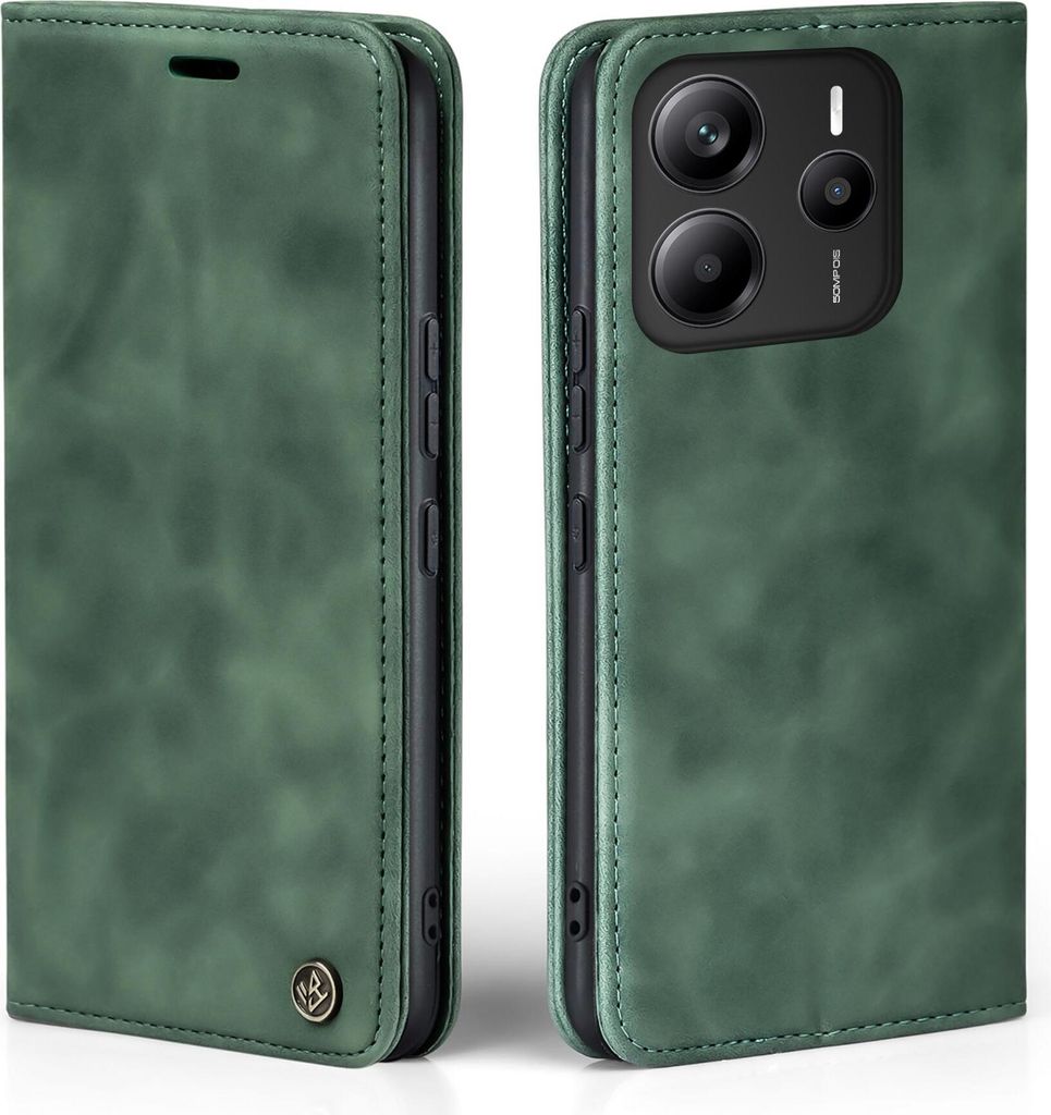Handy Hülle für Xiaomi Redmi Note 14 5G Klapphülle Bookcase Flip Cover Handy Tasche Etui Farbe: Grün