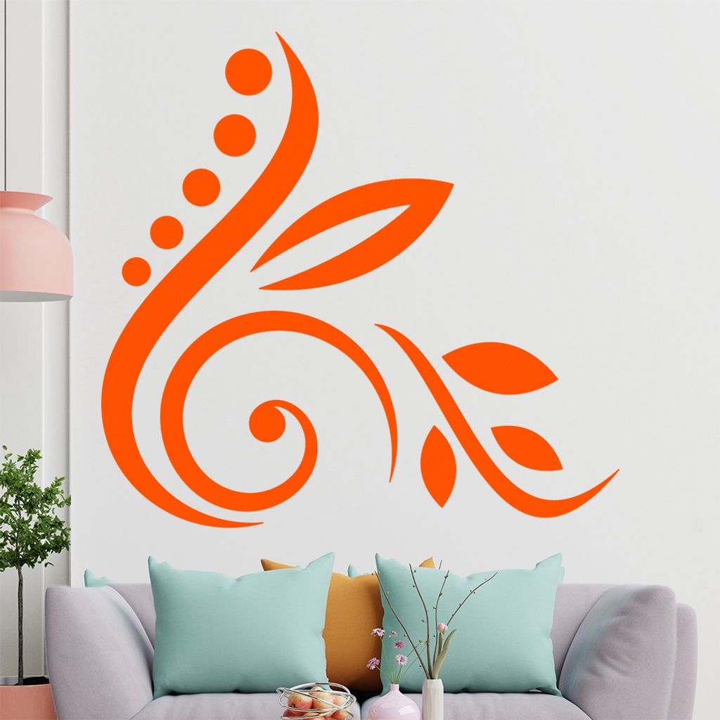 Blüte - Linien Punkte Wandtattoo in 6 Größen - Wandaufkleber Wall Sticker - Dekoration, Küche, Wohnzimmer, Schlafzimmer, Badezimmer
