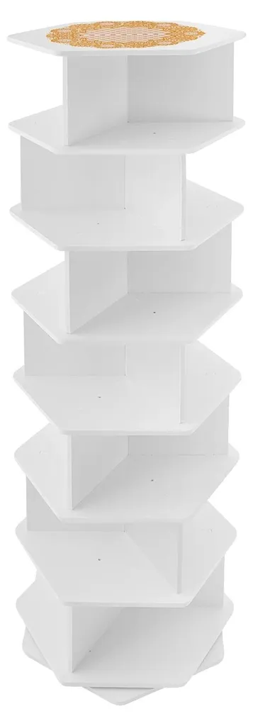 Meuble à chaussures rotatif 7 étages blanc, tour de rangement compacte
