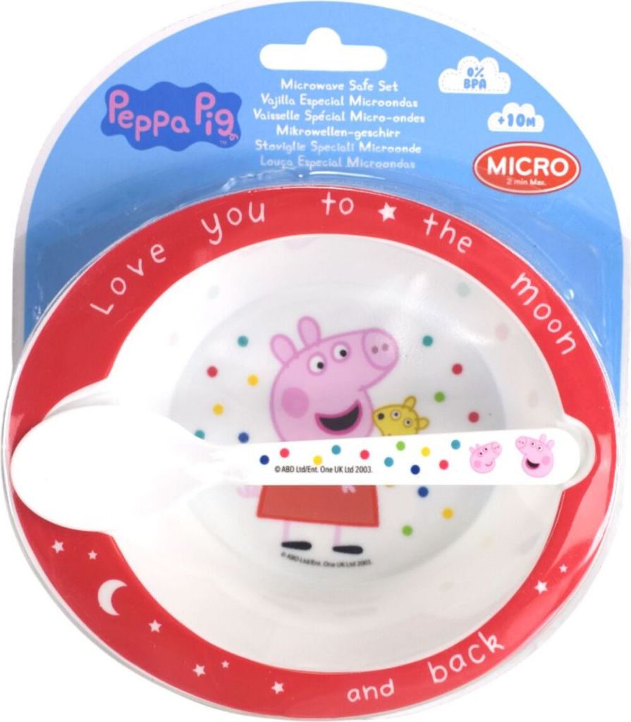Kindergeschirr aus Kunststoff 2tlg., PEPPA PIG Baby, Schüssel, Löffel, 13478