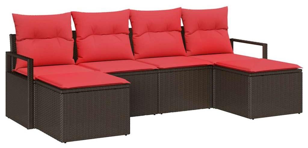vidaXL Sofa Set mit Kissen 6 pcs Braun Poly Rattan Produktbild 
