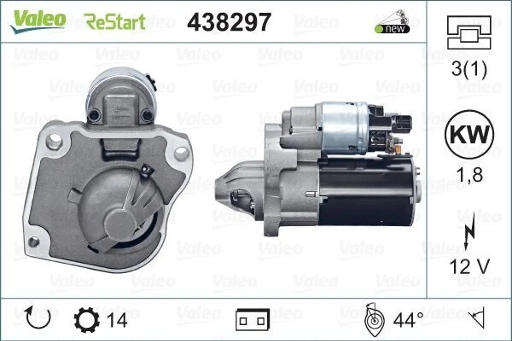 Démarreur électrique pour Peugeot 208 et 2008 - Système Starter 12V Valeo