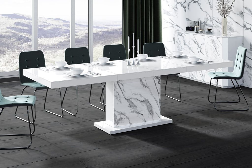 Design Esstisch Tisch HME-111 Hochglanz ausziehbar 160 bis 256 cm