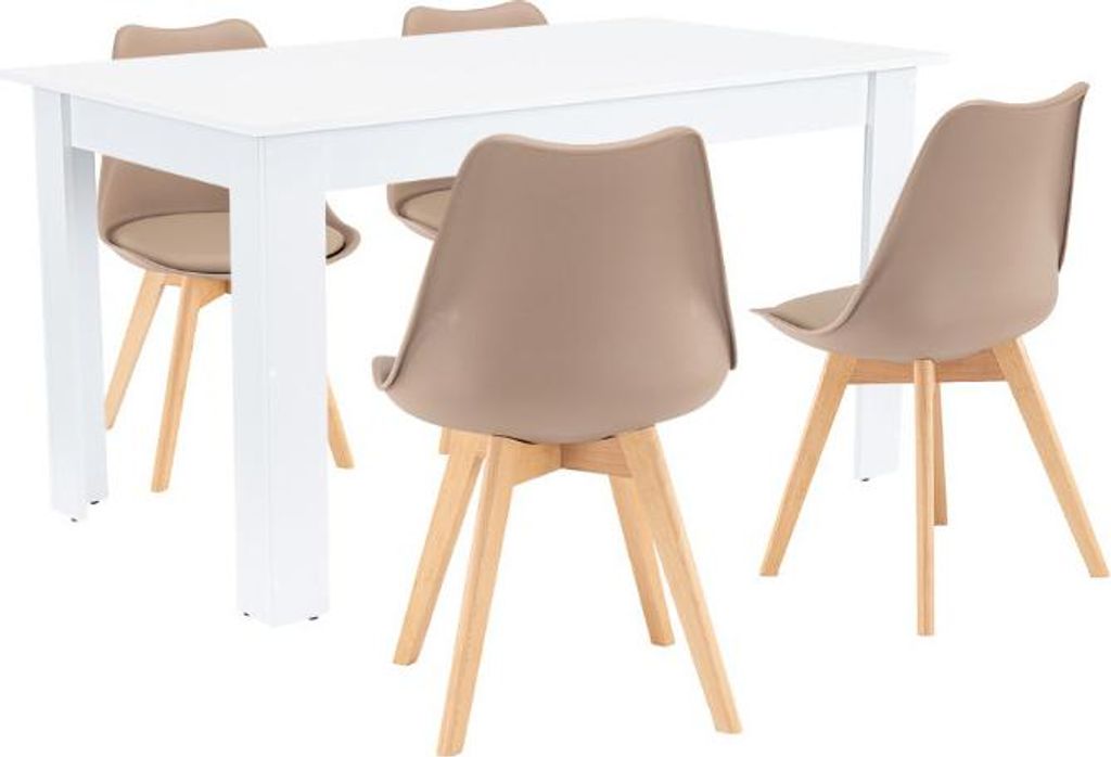 Leziter Zara 4+1 Esstischgarnitur beige-weiß