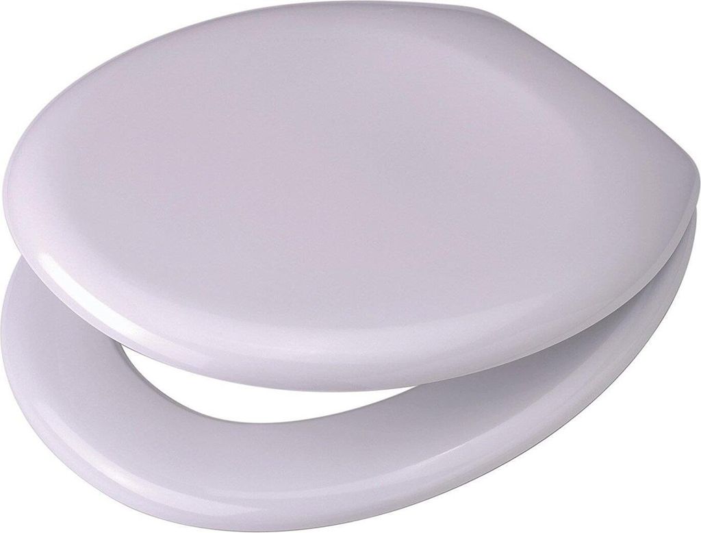 A white toilet seat is shown from a slightly elevated angle against a white background.
