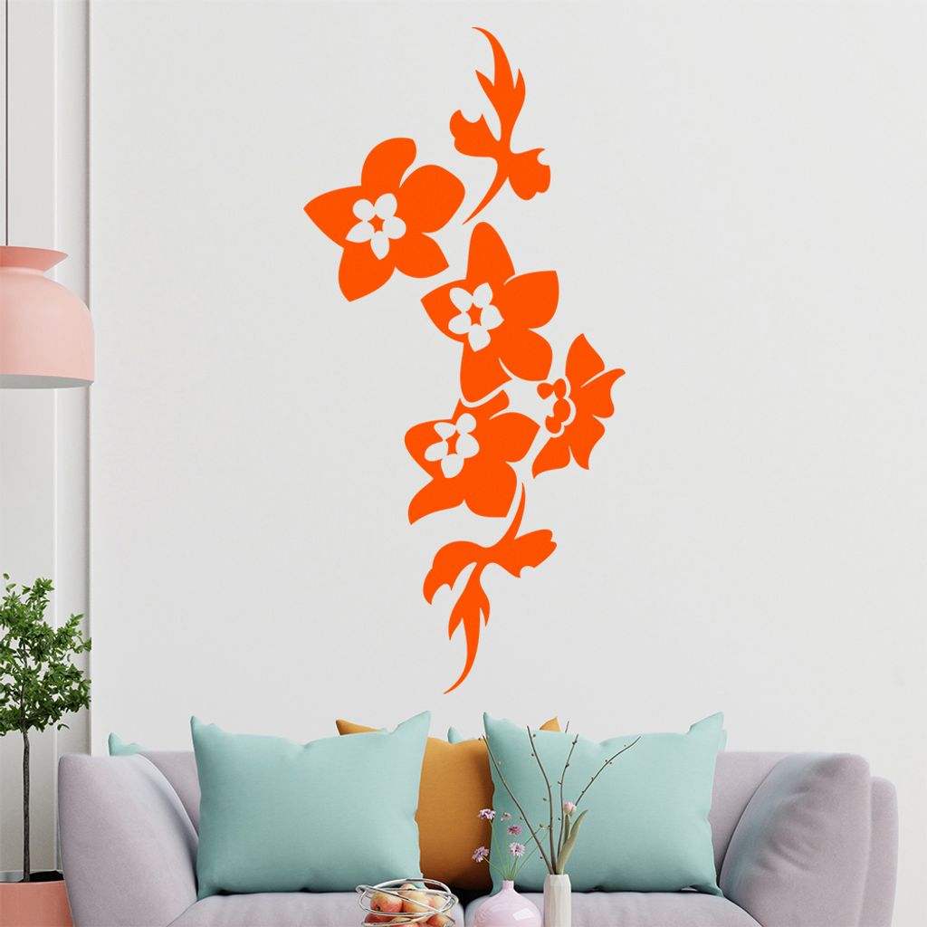 Blumen - Linien Wandtattoo in 6 Größen - Wandaufkleber Wall Sticker - Dekoration, Küche, Wohnzimmer, Schlafzimmer, Badezimmer