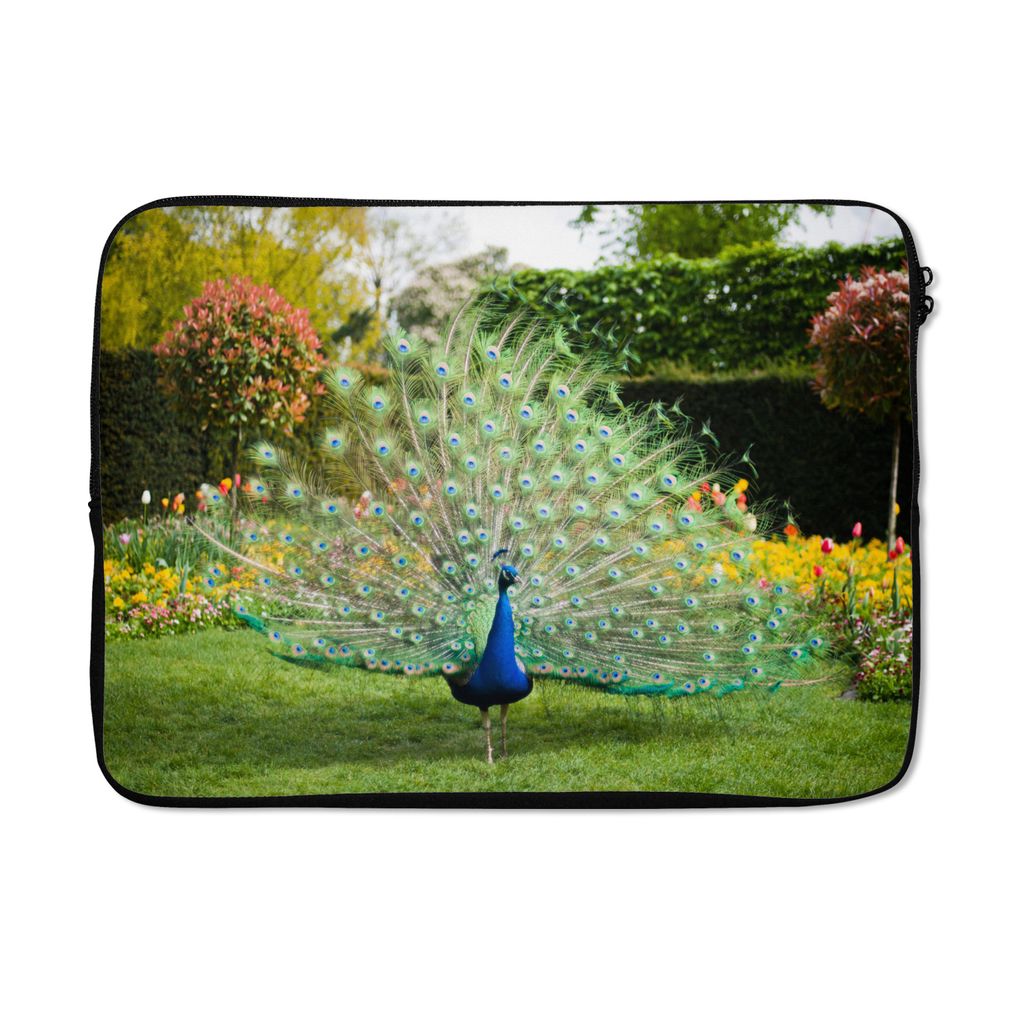 MuchoWow Laptop Hülle 13 Zoll Pfau - Federn - Garten Laptoptasche - Laptophülle - Sleeve - Rundumschutz