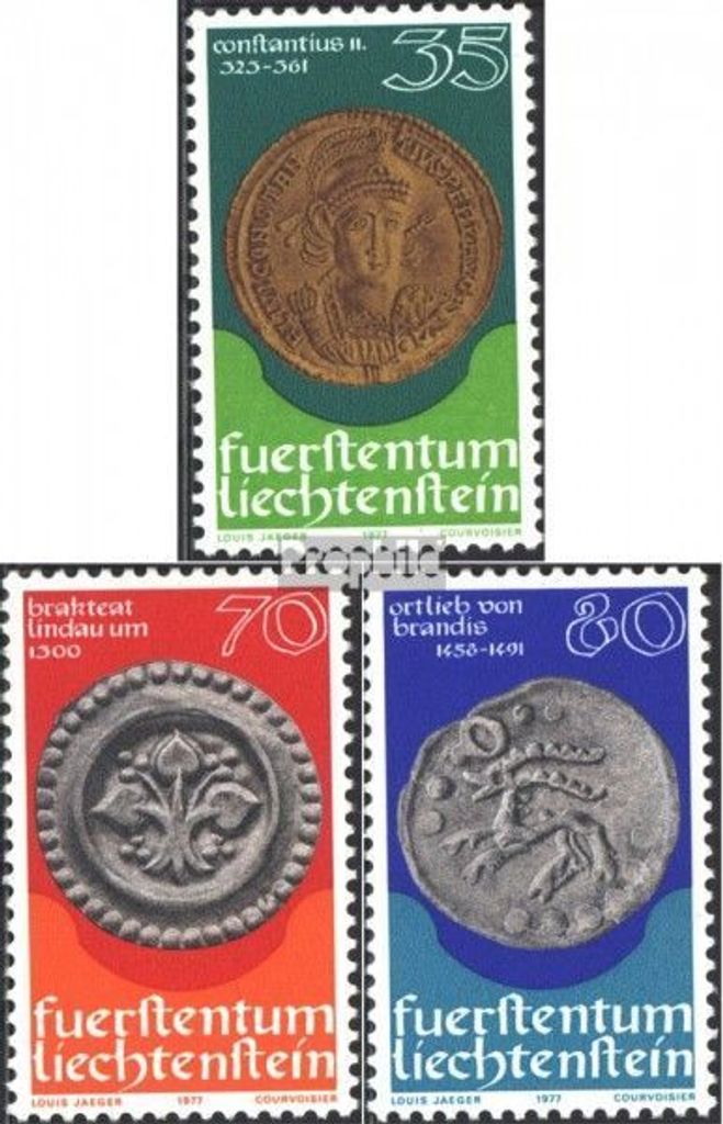Briefmarken Liechtenstein 1977 Mi 677-679 (kompl.Ausg.) postfrisch Münzen