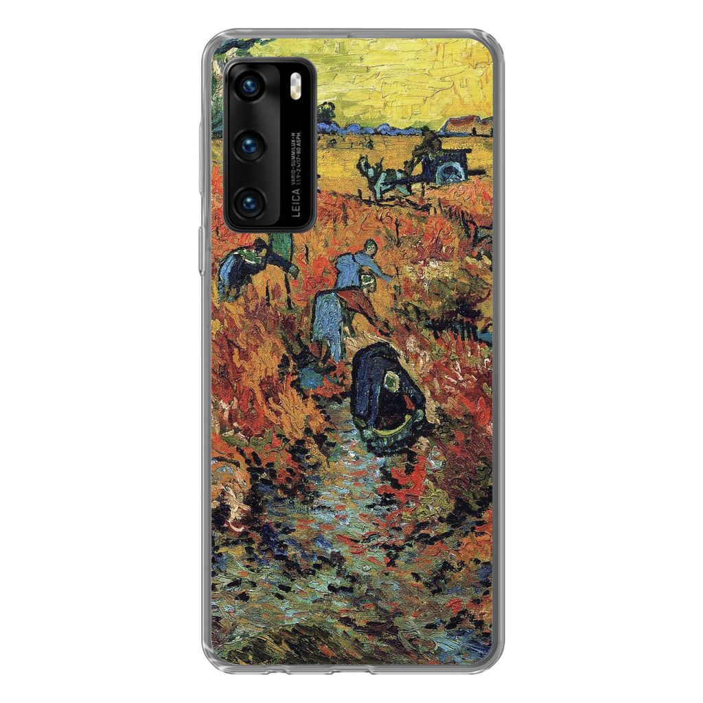 MuchoWow Handyhülle Schutzhülle Hülle für Huawei P40 Der rote Weinberg - Vincent van Gogh Silikon Softcase Handy Hülle - Handytasche