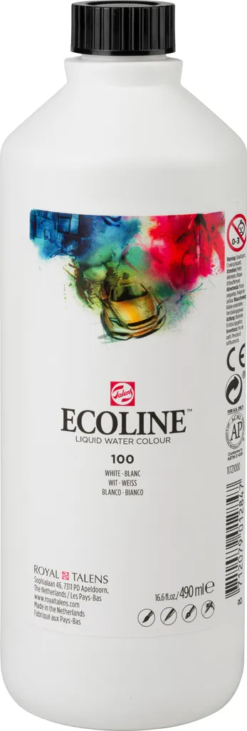 Peinture Ecoline Blanche 490ml Concentrée : Haute Intensité pour Dessin